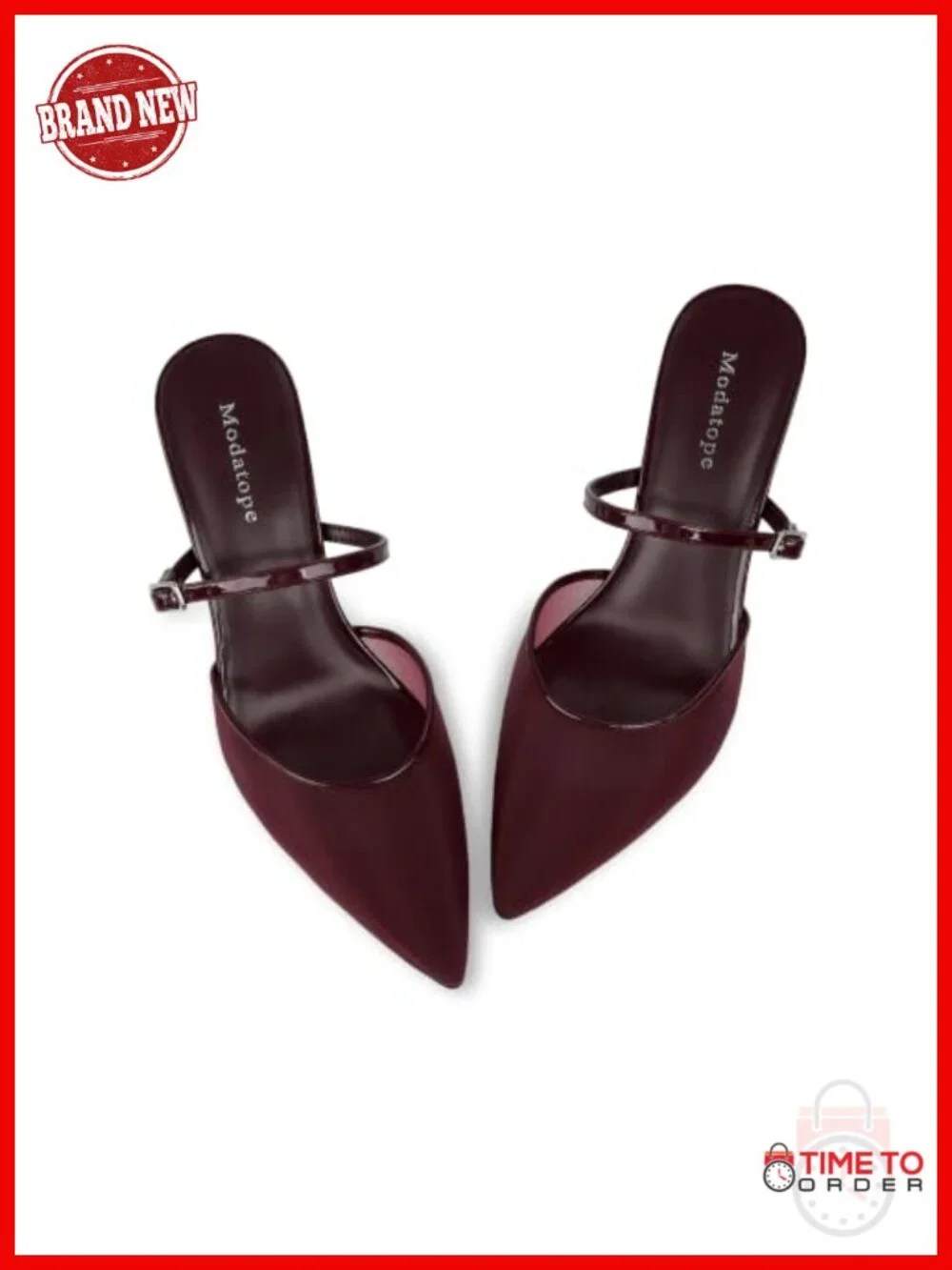 Pointed Toe Ankle Strap Stiletto Heels Faux Leather Pumps